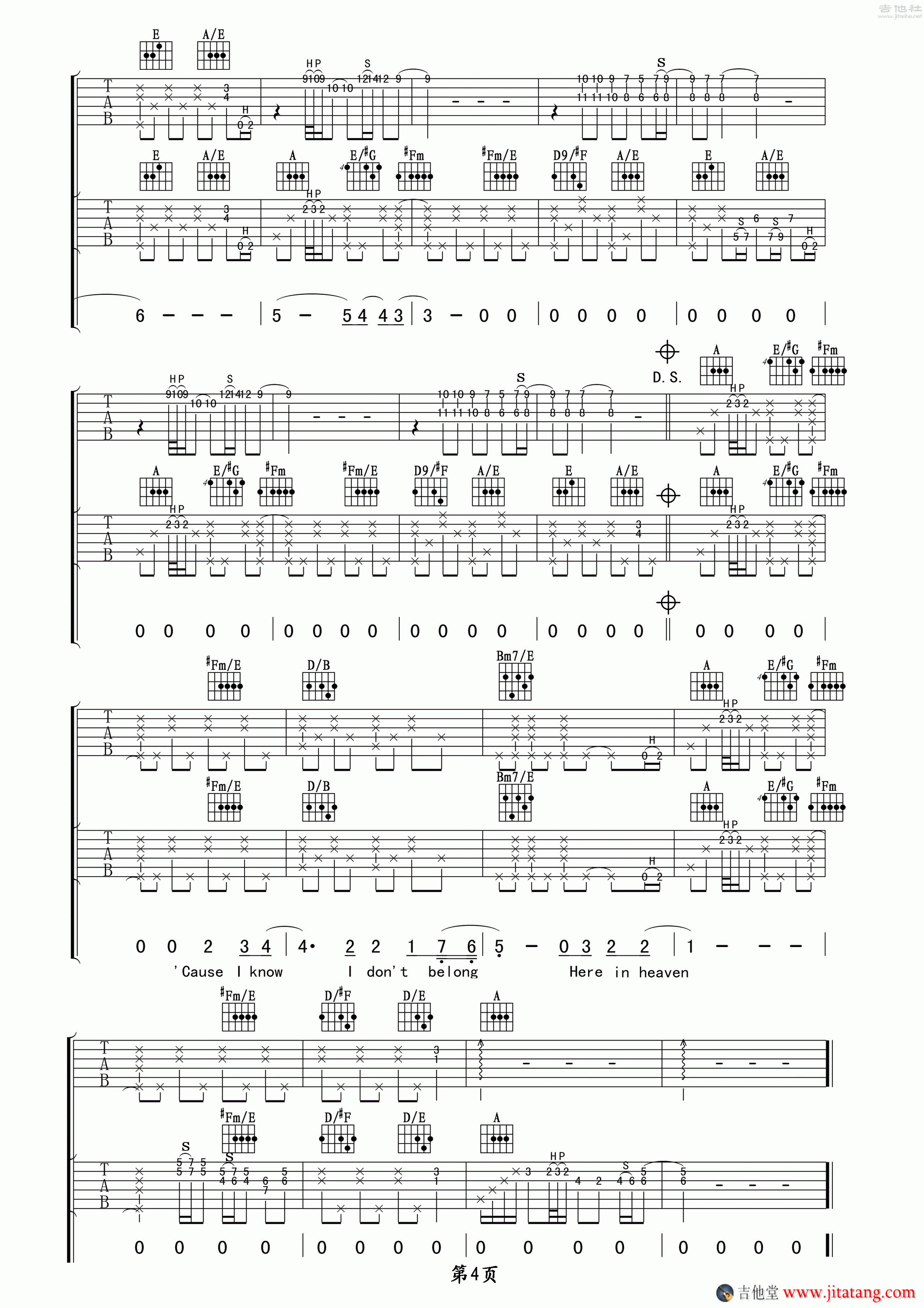 《Tears In Heaven》吉他谱_弹唱视频讲解_弹唱伴奏谱