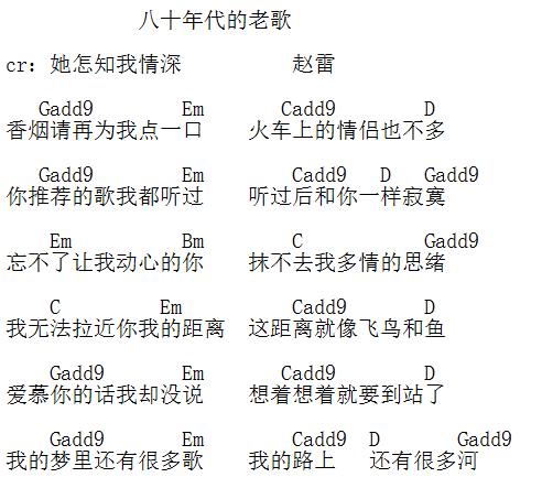 赵雷《八十年代的歌》吉他弹唱六线谱