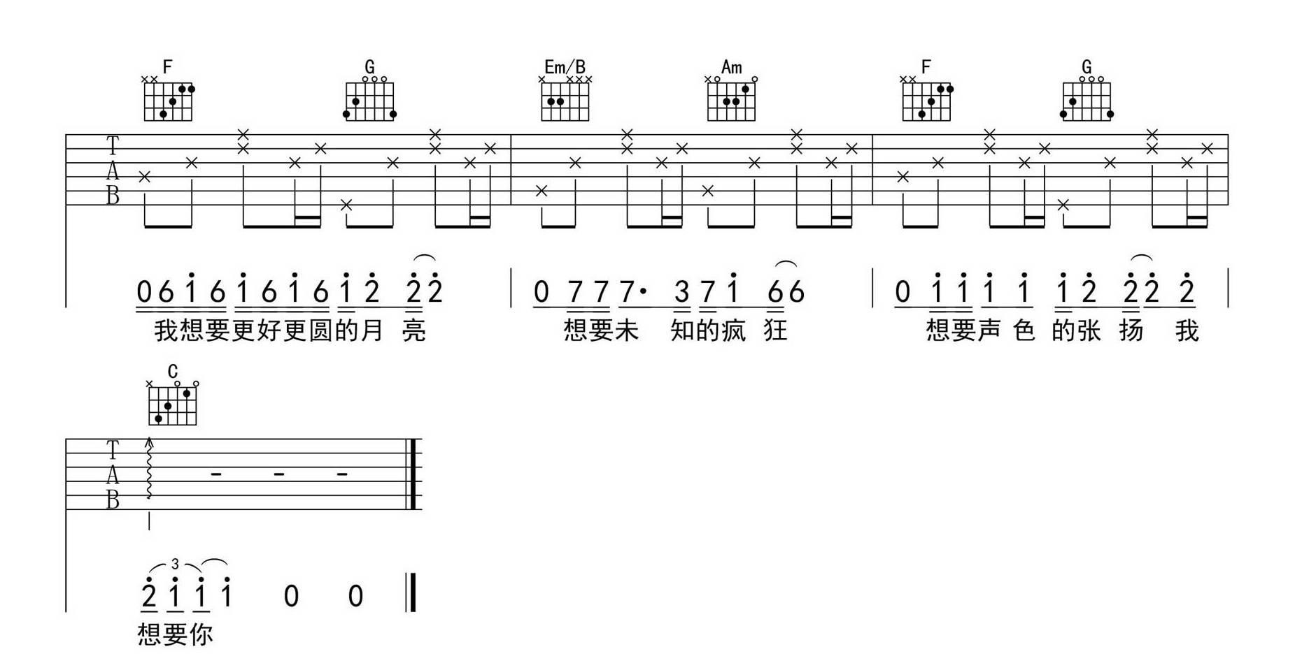 陈粒《奇妙能力歌》吉他谱C调