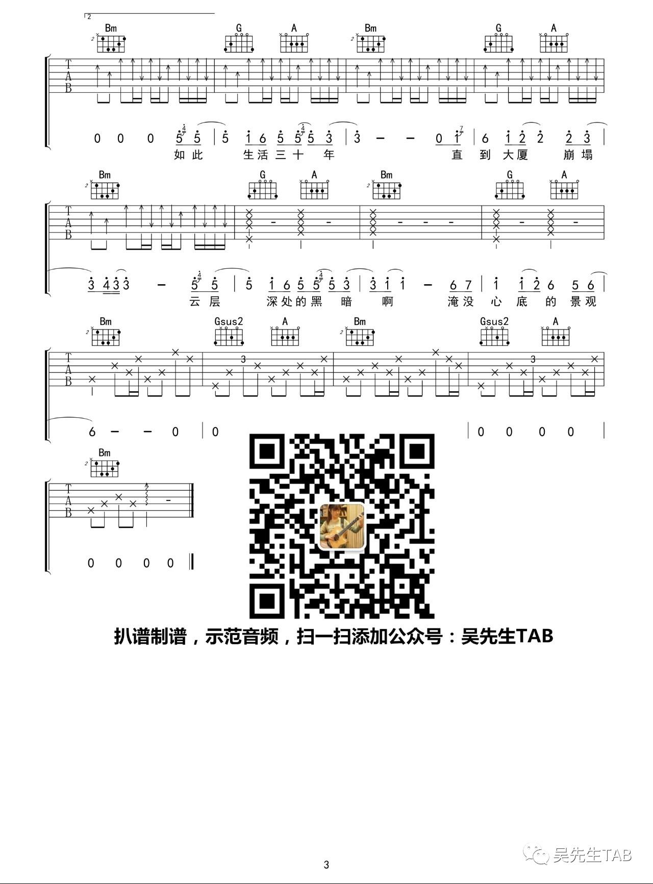 杀死那个石家庄人吉他谱_D调高清六线谱_包师语版